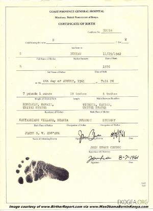 Acte de naissance kenyan